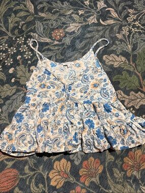 Blue & Cream Paisley Top
